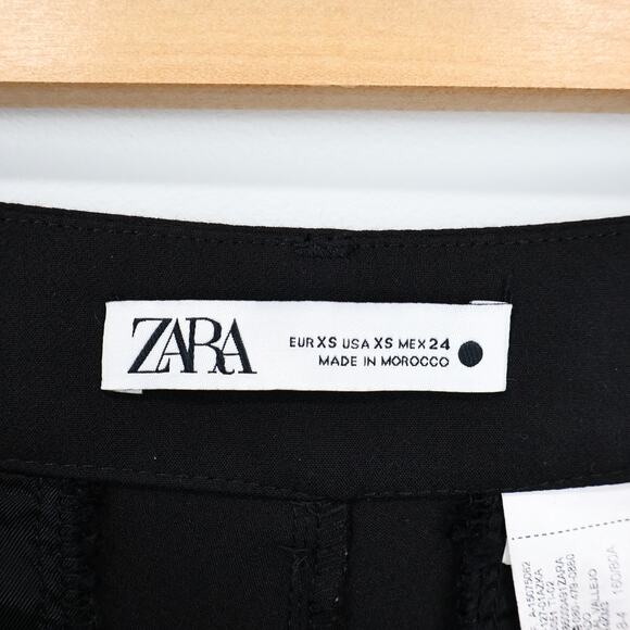 Zara Mid-Rise Straight Leg Cargo Utility Dress Pant In Black Size XS - Picture 6 of 6